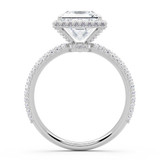 Princess Lab Created Diamond 4-Prong 3-Row Pave Rollover Halo Engagement Ring in White Gold with Hidden Accents (MVSLG1582-W)