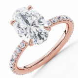 Oval Lab Created Diamond 4-Prong Solitaire with Accents Engagement Ring in Rose Gold (MVSLG1584-R)