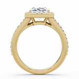 Radiant Lab Created Diamond 4-Prong Split-Shank Cathedral Halo Engagement Ring in Yellow Gold (MVSLG1589-Y)