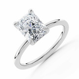 Radiant Lab Created Diamond 4-Prong Solitaire with Accents Engagement Ring in White Gold with Hidden Halo (MVSLG1590-W)