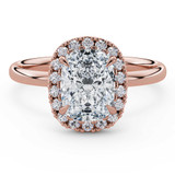 Cushion Lab Created Diamond 4-Prong Open Bridge Halo Engagement Ring in Rose Gold (MVSLG1591-R)