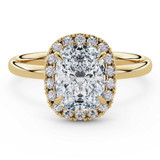 Cushion Lab Created Diamond 4-Prong Open Bridge Halo Engagement Ring in Yellow Gold (MVSLG1591-Y)