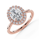 Oval Lab Created Diamond 4-Prong Open Bridge Halo Engagement Ring in Rose Gold (MVSLG1593-R)