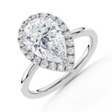 Pear Lab Created Diamond 3-Prong Open Bridge Halo Engagement Ring in White Gold (MVSLG1594-W)