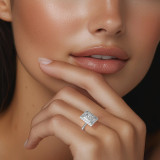 Radiant Lab Created Diamond 4-Prong Open Bridge Halo Engagement Ring in White Gold (MVSLG1595-W)