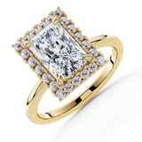 Radiant Lab Created Diamond 4-Prong Open Bridge Halo Engagement Ring in Yellow Gold (MVSLG1595-Y)