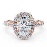 Oval Lab Created Diamond Oval Rollover Halo Engagement Ring in Rose Gold with Hidden Accented Basket and Bridge (MVSLG1598-R)
