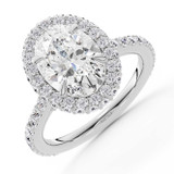 Oval Lab Created Diamond Oval Rollover Halo Engagement Ring in White Gold with Hidden Accented Basket and Bridge (MVSLG1598-W)