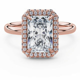 Radiant Lab Created Diamond Shared-prong Radiant Rollover Halo Engagement Ring in Rose Gold with Hidden Accented Basket and Bridge (MVSLG1599-R)