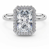Radiant Lab Created Diamond Shared-prong Radiant Rollover Halo Engagement Ring in White Gold with Hidden Accented Basket and Bridge (MVSLG1599-W)