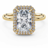 Radiant Lab Created Diamond Shared-prong Radiant Rollover Halo Engagement Ring in Yellow Gold with Hidden Accented Basket and Bridge (MVSLG1599-Y)