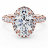 Oval Lab Created Diamond Oval Halo Engagement Ring in Rose Gold Accented Basket (MVSLG1600-R)
