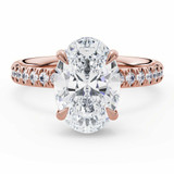 Oval Lab Created Diamond Hidden Halo Solitaire with Accents Engagement Ring in Rose Gold (MVSLG1601-R)