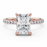 Radiant Lab Created Diamond High Set Solitaire with Accents Engagement Ring in Rose Gold (MVSLG1603-R)