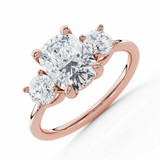 Cushion Lab Created Diamond Three-Stone Engagement Ring in Rose Gold (MVSLG1604-R)