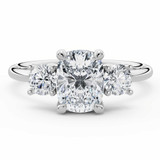 Cushion Lab Created Diamond Three-Stone Engagement Ring in White Gold (MVSLG1604-W)