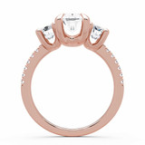 Oval Lab Created Diamond Three-Stone Engagement Ring in Rose Gold with Accents (MVSLG1605-R)