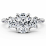 Oval Lab Created Diamond Three-Stone Engagement Ring in White Gold with Accents (MVSLG1605-W)