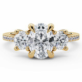 Oval Lab Created Diamond Three-Stone Engagement Ring in Yellow Gold with Accents (MVSLG1605-Y)