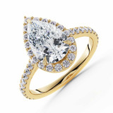 Pear Lab Created Diamond Cathedral Pear Halo Engagement Ring in Yellow Gold (MVSLG1608-Y)