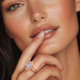 Pear Lab Created Diamond Cathedral Split-shank Pear Halo Engagement Ring in Rose Gold with Hidden Halo and Bridge Accents (MVSLG1609-R)