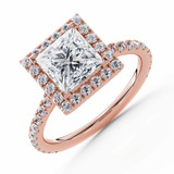 Princess Lab Created Diamond Cathedral Princess Halo Engagement Ring in Rose Gold with Accents (MVSLG1610-R)