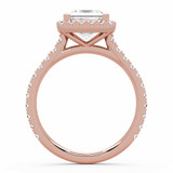 Princess Lab Created Diamond Cathedral Princess Halo Engagement Ring in Rose Gold with Accents (MVSLG1610-R)