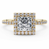 Princess Lab Created Diamond Cathedral Princess Halo Engagement Ring in Yellow Gold with Accents (MVSLG1610-Y)