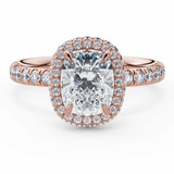 Cushion Lab Created Diamond Rollover Halo Engagement Ring in Rose Gold with Hidden Bridge & Basket Accents (MVSLG1611-R)
