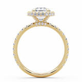 Cushion Lab Created Diamond Rollover Halo Engagement Ring in Yellow Gold with Hidden Bridge & Basket Accents (MVSLG1611-Y)