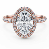 Oval Lab Created Diamond Rollover Halo Engagement Ring in Rose Gold with Hidden Bridge & Basket Accents (MVSLG1612-R)