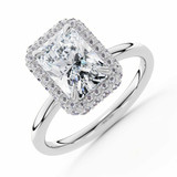 Radiant Lab Created Diamond rollover Emerald Halo Engagement Ring in White Gold with Accented Bridge & Basket (MVSLG1613-W)