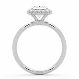 Radiant Lab Created Diamond rollover Emerald Halo Engagement Ring in White Gold with Accented Bridge & Basket (MVSLG1613-W)