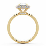 Radiant Lab Created Diamond rollover Emerald Halo Engagement Ring in Yellow Gold with Accented Bridge & Basket (MVSLG1613-Y)