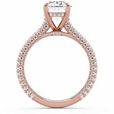 Oval Lab Created Diamond Hidden Halo Solitaire with Accents Engagement Ring in Rose Gold with Three-row Pave Shared Prong Accents (MVSLG1614-R)