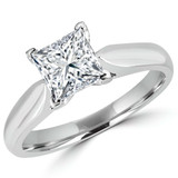 Princess Diamond Cathedral Solitaire Engagement Ring in White Gold (MVS0010-W)