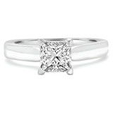 Princess Diamond Pinched Cathedral Solitaire Engagement Ring in White Gold (MVS0015-W)