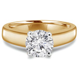 Round Diamond Reverse Tapered Cathedral Solitaire Engagement Ring in Yellow Gold (MVS0019-Y)