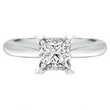 Princess Diamond Pinched Cathedral V-Prong Solitaire Engagement Ring in White Gold (MVS0027-W)