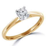 Round Diamond Tapered Cathedral  Solitaire Engagement Ring in Yellow Gold (MVS0028-Y)