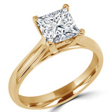 Princess Diamond Cathedral V-Prong Solitaire Engagement Ring in Yellow Gold (MVS0040-Y)