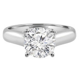 Round Diamond Reverse Tapered Cathedral Trellis Solitaire Engagement Ring in White Gold (MVS0042-W)