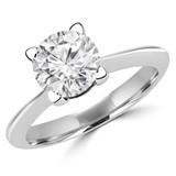 Round Diamond Tapered Knife Edge Cathedral Solitaire Engagement Ring in White Gold (MVS0044-W)