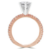 Round Diamond High Set 6-Prong Solitaire with Accents Engagement Ring in Rose Gold (MVS0052-R)