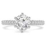 Round Diamond High Set 6-Prong Solitaire with Accents Engagement Ring in White Gold (MVS0052-W)