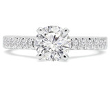 Round Diamond Cathedral Solitaire with Accents Engagement Ring in White Gold (MVS0064-W)
