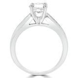 Round Diamond Cathedral Solitaire with Accents Engagement Ring in White Gold with Channel Set Accents (MVS0068-W)