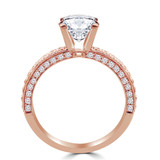 Round Diamond Two-Row Rolled Pave Solitaire with Accents Engagement Ring in Rose Gold (MVS0076-R)