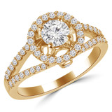 Round Diamond Split-Shank Round Halo Engagement Ring in Yellow Gold (MVS0088-Y)