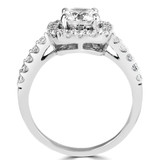 Round Diamond Cathedral Cushion Halo Engagement Ring in White Gold (MVS0098-W)